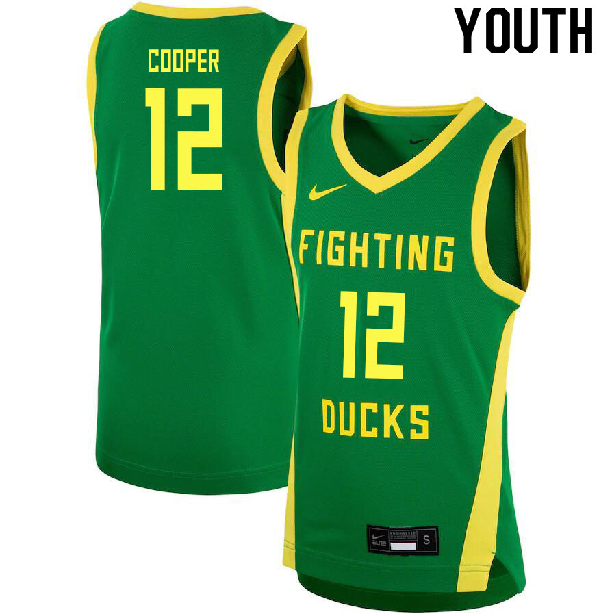 Youth # #12 James Cooper Oregon Ducks College Basketball Jerseys Sale-Green